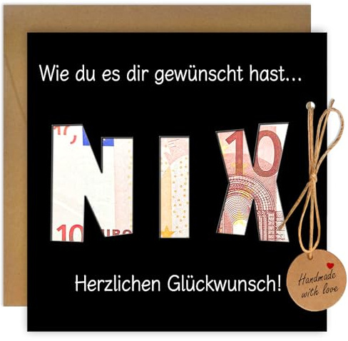 NIX Geldgeschenke Geburtstag, Nichts Geldgeschenke Verpackung Geburtstagskarte Mann, Lustige Geschenke für Männer und Frauen Geburtstag
