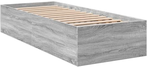vidaXL Bettgestell, Bett Einzelbett für Schlafzimmer, Bettrahmen mit Lattenrost, Schlafzimmerbett Modernes Design, Grau Sonoma 100x200cm Holzwerkstoff