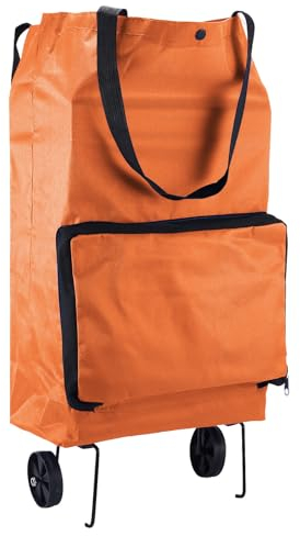 Miawtro Shopping Trolley on Wheels, Foldable Oxford Cloth Reusable Grocery Cart, Portable Hand-Pulling Large Capacity Supermarket Bag