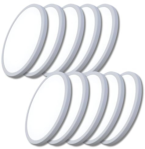 ENOVALITE 10er Pack LED Deckenleuchte rund Ø170x17mm, 12W 1190lm, CCT | Multitalent Panel mit einstellbarem Lochmaß, Einbau/Aufbau Aufputz, 3000K 4000K 6000K einstellbar, Deckenlampe