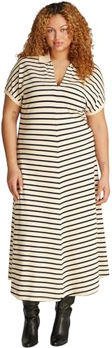 Tommy Hilfiger Donna Abito a Polo Lyocell Lunghezza Midi, Multicolore (Calico/Dark Night Navy STP), 58