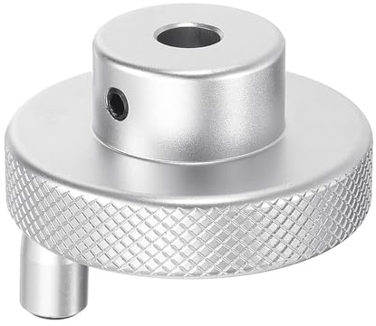 sourcing map Aluminum Alloy Handwheel 50mm OD 8mm Bore Lathe Hand Wheel with Rotate Handle Aluminum Milling Machine Handle with Wrench and 2pcs Screws for Milling Machine Lathe, Silver Tone
