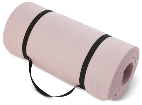 Amazon Basics Tapis de yoga extra épais de 2.5 cm avec sangle de transport, Rose