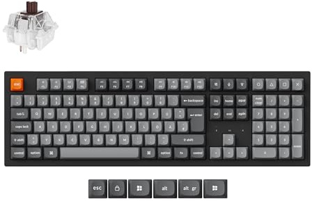 Keychron K10 Max Kabellose Mechanische Tastatur, DE-ISO Layout QMK 2.4GHz Bluetooth Vollgröße Weiße Hintergrundbeleuchtung Kompatibel mit Mac Windows Linux Super Brown Switches