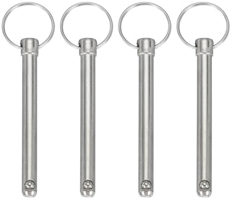 sourcing map Perno a sgancio rapido, diametro 8 mm, lunghezza utilizzabile 65 mm, lunghezza totale 103 mm, perno superiore Bimini in acciaio al carbonio per accessori per barche, confezione da 4
