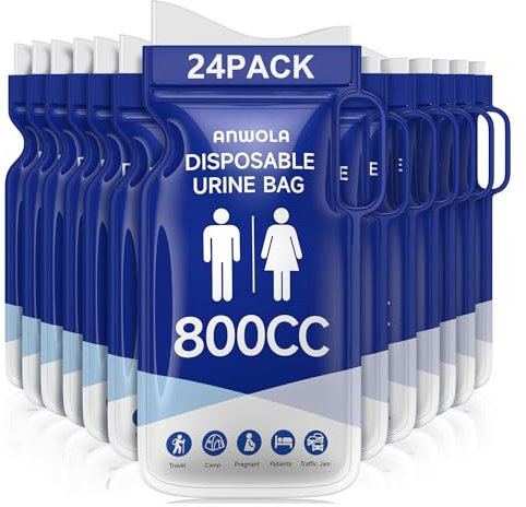 ANWOLA Portable Urinal for Men,Disposable Urine Bags with Handle,Emergency Toilet Pee Bags,Vomit Bag Travel Urinals for Men,Women,Pregnant,Patient,Kids,Travel,Car,Camping,Hiking (12, Blue)