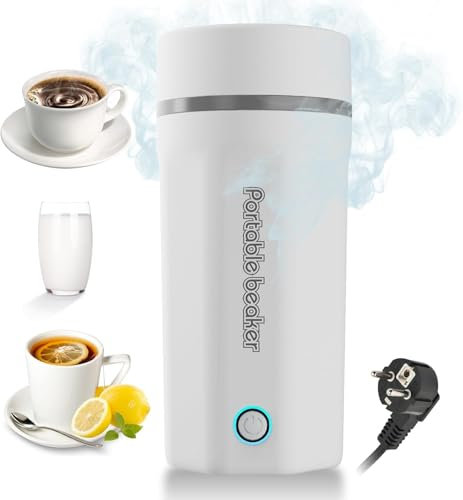 TravelKettle Electric Stainless Steel Mini One-Cup Water Boiler for Tea and Coffee, 450ml (White)