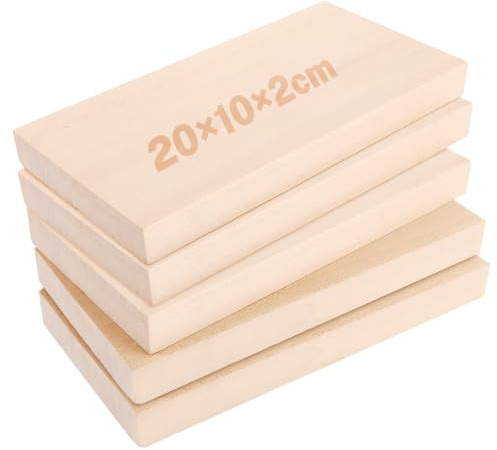 YAYODS Madera de tilo para tallar, 5 tablas sin tratar, 20 x 10 x 2 cm | 5 tablas de tilo sin tratar de 20 x 10 x 2 cm, con superficie lijada para talla, relieve, grabado y decoración