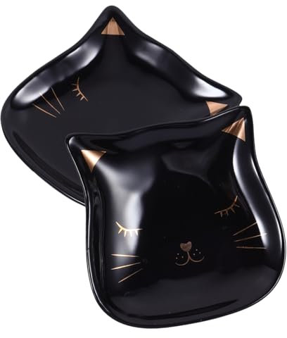 Beavorty 2pièces Plateau Céramique à Motif Chat Plateau De Rangement Bijoux Et Présentation Aliments Assiette Multifonction Pour Sushi Et Fruits Service Et Décoration Élégante