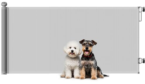 PawHut Retractable Stair Gate, Dog Gate Extends Up to 180 cm Wide, Grey | Extra Wide Dog Gate, for Doorways, Stairways, Hallways, Indoor and Outdoor