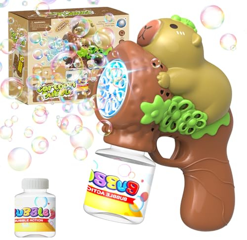 Panamalar Pistola de Burbujas para Niños, Máquina de Jabón de Burbujas 10000+ Burbujas por Minuto con Solución/10 Agujeros/Luz, Pistola Pompas de Jabon Portátil para Fiesta al Aire Libre Boda