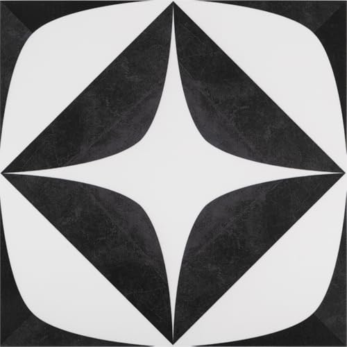 NUFLR Peel and Stick Floor Tiles Self Adhesive, Vinyl Flooring, Waterproof Effect for Kitchen Bathroom and Living Room, Black and White 30x30cm (11.8x11.8in) 10pcs
