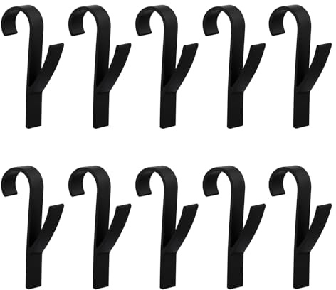 pawpoem 10 Stück Haken für Rundheizkörper,Haken für Handtuchheizkörper, Universelle Türhaken aus robustem ABS, Platzsparende Kleiderhaken Schwarz zum Einhängen für Bad & Küche
