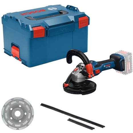 Bosch Professional 18V System ponceuse à béton sans-fil GBR 18V-15 S (avec L-BOXX 238, meule assiette diamantée, clé à ergots, brosse couronne de rechange en deux parties)