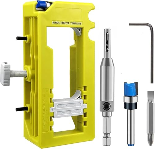 Door Hinge Mortiser Jig for Router, Door Hinge Installation Kit, Router Template Fits 3” to 5” Length 1/4” or 5/8” Thickness, Sturdy Mounting Jig for Cabinet & Door Install