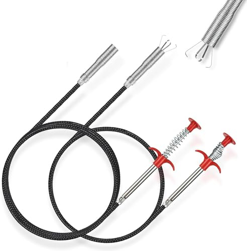 XinYangMao 2 PCS Déboucheur de Canalisation 0,9 m et 2 m - Pince Télescopique Professionnelle pour Évier, Salle de Bain, Toilettes et Tuyaux d'Égout - Outil Anti-Bouchon