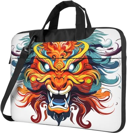 WBQLSL Expresión feroz. Bolso cruzado y maletín con impresión para laptop, fácil de llevar para viajes de negocios y trabajo, Black, 13 inch