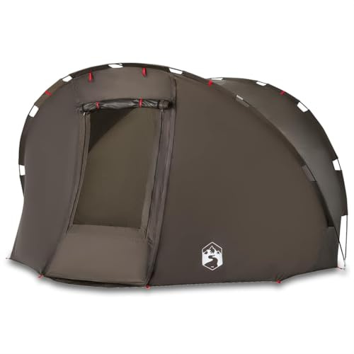 Fisketält för 5 personer, brunt, vattentätt av polyester med PU-beläggning, 307 x 290 x 170 cm, inklusive bärväska, vindtät, med pinnar och lätta stänger för camping och utomhus