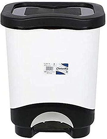 TONTARELLI S2201128 Pattumiera con pedale, 31,6 x 27,6 x 41 cm x 18 l, colore: nero/bianco