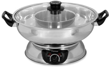 Rotel 1181250 Appareil à fondue chinoise avec fourchettes et épuisettes, appareil à fondue océane, marmite pour fondue chinoise, Acier inoxydable, Verre, Plastique, 39 x 37 x 22,5 cm