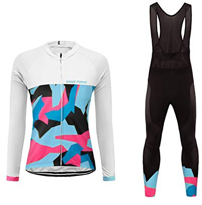 UGLY FROG Fahrradbekleidung Set Langarmtrikot Hose Atmungsaktiv Schnell Trocken Damen Langarm Radfahren Jersey Set Mountain Biking Anzug Kleidung Kompression Hosen