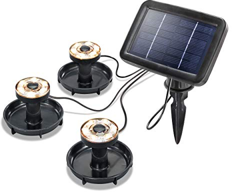 Esotec Solar Unterwasserstrahler Splash, 3er Set, warmweiß 3000K, LED Spot, Bodenleuchte, Teichbeleuchtung, Baumlicht, Objektstrahler, Erdspieß, Akku, IP68, wasserdicht, wetterfest, außen, 102149