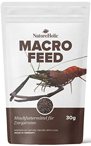 NatureHolic - Macrofeed I für Carnivore Großarmgarnelen I Beste natürliche Zutaten I auch für Carnivore Krabben I mit Omega-3 Fischöl I hoch dosierter Vitaminmix