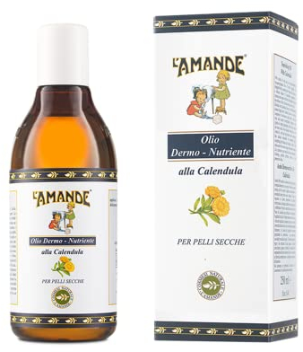 L'AMANDE - Olio di Calendula 100% Naturale con Vitamina E, per Corpo e Capelli Delicato Fresco e Agrumato, Azione Dermonutriente ed Emolliente, per Massaggio Pelli Secche e Mature 250 ml