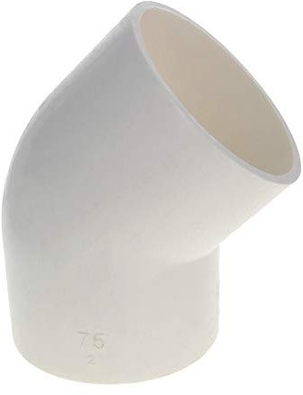 MroMax Raccord coudé en PVC de 75 mm à 45 degrés pour tuyau Blanc