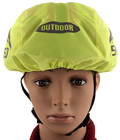 Tixiyu Fahrradhelm-Überzug + reflektierender Streifen, sicher, hohe Sichtbarkeit, wasserdicht, Fahrradhelm-Regenschutz