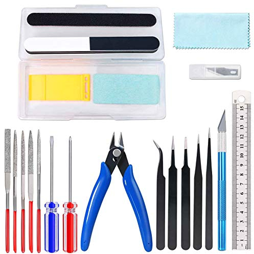 FIXITOK 25PCS Gundam Herramientas de modelismo Kit de Herramientas Básicas para Gundam Modeler Gundam Herramientas de Modelismo Hobby Building Craft Set para Gundam Modelo de Coche Edificio