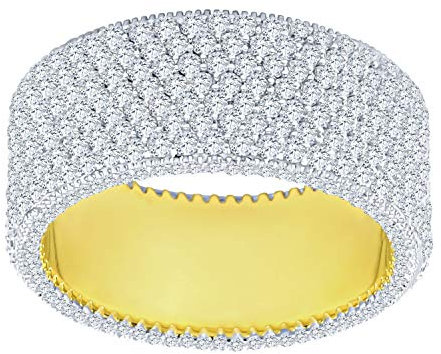 Sterling 925er Silber Micro Pave Ring - SEVEN ROW gold - 10