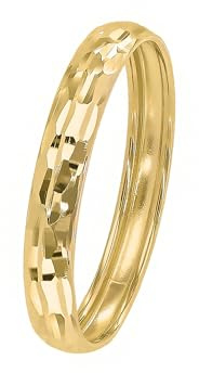 forme di Lucchetta - Gold Ring aus 585er Gelbgold mit Diamantgravur - Vorsteckring ohne Stein Größen 50-62 - Schmuck Damen Echtgold Juwel hergestellt in Italien