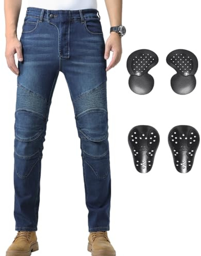 Motorcycle Jeans for Men with CE Armor Protection | Stretch Denim Riding Pants | Abrasion Resistant, Fit for Cruiser & Street Bikes
