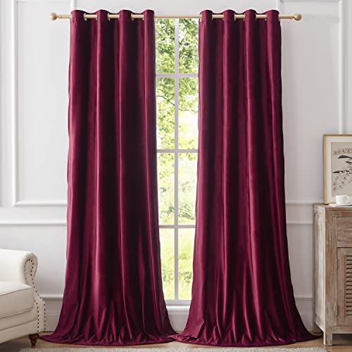 BULBUL Samtvorhänge, weihnachtlich-weinrot, 183 cm, luxuriös, elegant, Wohn-/Schlafzimmer, Verdunkelung, Privatsphäre, modern, wärmeisoliert, schalldicht, Raumverdunkelung, weich, klassisch, 2 Stück