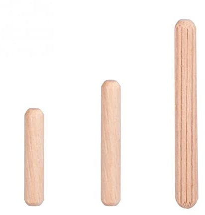 BELLAY 50 Stück Holzdübel for Schubladen, rund, geriffelt, Holz, Handwerk, Dübel, Stangen, Set, Möbelbeschlag, M6 * 30/40/50 mm (Color : Wood, Size : M6X50)