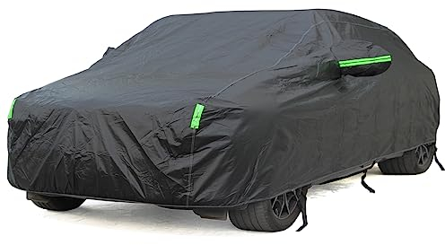 BEXITA Auto Abdeckplane wasserdichte Autoabdeckung mit Baumwollfutter Autoplane für Regen Sonne Staub Schutz Autoabdeckung Schwarz Vollgarage Limousine; Größe M: Max470cm