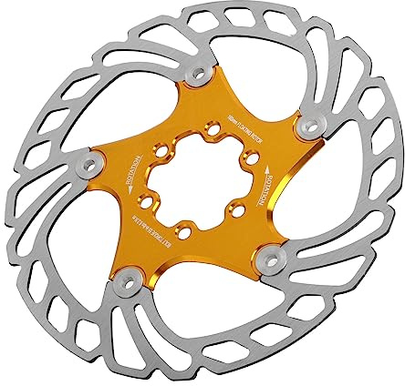 Rotor de Frein à Disque de Vélo, Rotor de Frein à Disque Flottant de Vélo de 160 Mm avec Rotors de Plaquette de Frein à Disque à 6 Boulons pour Vélo de Route VTT (Or)