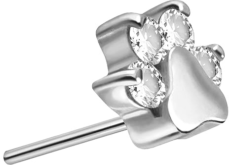 PIERCINGLINE Titan Aufsatz mit Push Pin KRISTALLPFOTE OHNE Labret Stecker Piercing Ohr Helix Tragus Conch Farbauswahl