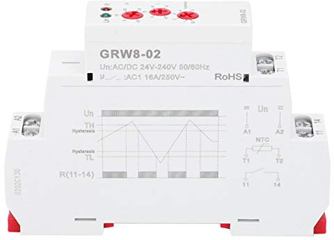 Digital Termostat Din-skena Termostat GRW8-02 AC/DC 24V-240V Temperaturregulator Relä med Testsond L-N Power Terminal