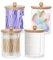 TIDEVAN Dispensador de Algodón,4 Piezas Soporte para Hisopos de Algodón Dispensador de Almohadillas de Algodón con Tapas de Bambú Contenedor de Hisopos de Algodón para Hisopo Cosmético Bola de Algodón