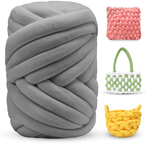 LEREATI Armstricken Wolle 500g Dicke Wolle zum Handstricken Chunky Yarn Schlauchgarn Häkelwolle Dickes Garn zum Häkeln Stricken, für Anfänger, Decken, Tasche, Handstrickgarn (Dunkelgrau)