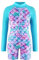 Mädchen Badeanzug Einteiler Schwimmanzug UPF 50+ Schutz Langarm Bademode Kinder Sonnenschutz Badeanzug Swimsuit (Blau, 130（7-8 Jahre）)