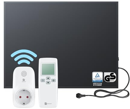 BR Bringer® Infrarotheizung 450 W Smart-Thermostat Fernbedienung | Schwarze Infrarot Elektroheizung für die Wandmontage - energiesparende Strahlungswärme, TÜV und GS geprüft