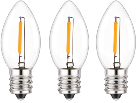 ShuoHui C7 E12 220V LED Kerzenlampe, 0.5W Vintage Edison Kleine Ersatz-Glühbirne ersetz 7W Glühend für Nachtlicht/Kokosnusslichterkette 2200K Super Warm Leuchtmittel, 50 Lumen Nicht Dimmbar (10)