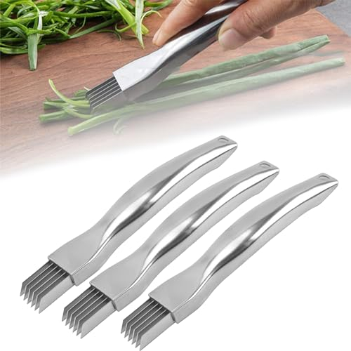 Shred Silk Messer Edelstahl, Zwiebelschneider,Gemüseschneider, Schalottenschneider Gemüsezwiebel Knoblauchschneider Manueller Zwiebelschneider, für Küche Restaurant Hotel (3 Stück)