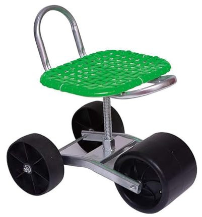 Rolling seat for Gardening, Mobile Garden Trolley, Portable Garden Tools, Rolling seat Garden Stool with castors, Height-Adjustable 360° rotatable seat, for Weeding Gardening Lawn Care(Color:Green)