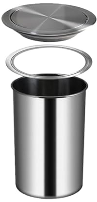 CHFYIJYHM Pattumiera con coperchio ribaltabile bilanciato for cucina, piccolo bidone della spazzatura da incasso sul piano di lavoro con coperchio, bidone della spazzatura rotondo in acciaio inox da 9