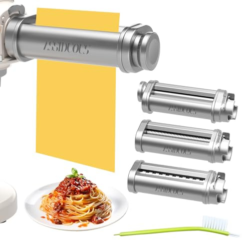 Nudelaufsatz für Bosch Mum5 Mum4 Zubehörteile, Nudelvorsatz aus SUS304 Edelstahl, Pasta Roller Edelstahl Spaghetti Fettuccine Kompatibel mit BOSCH Küchenmaschinen MUM5 MUM4 (Nudelaufsatz Set)