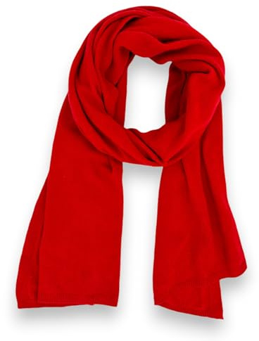 Ziona Damen Schal aus Kaschmir-Gemisch Made in Italy 175x40cm Cashmere Halstuch (Rot)